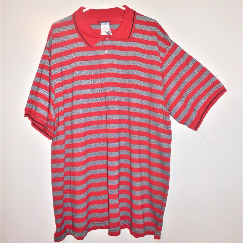 NWT Puritan 2X Red Gray Polo Shirt Mens H435